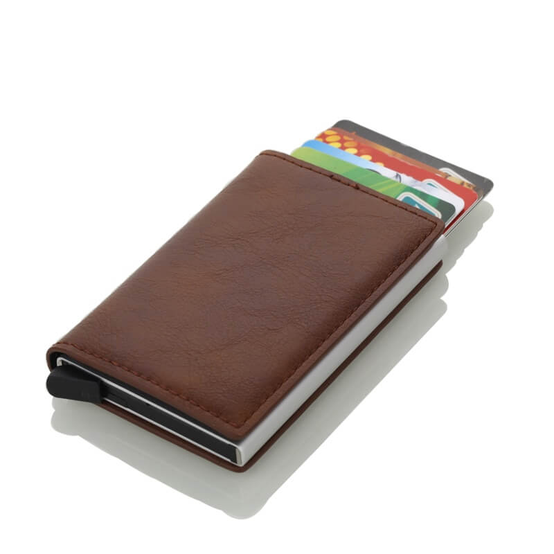 Billetera automática de cuero con bloqueo RFID