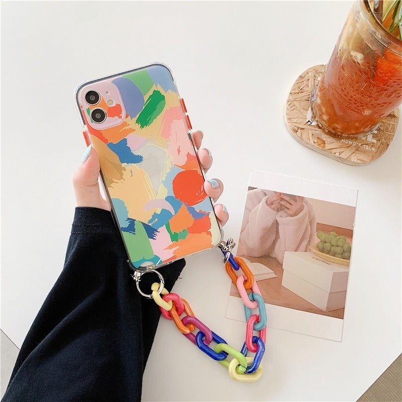 Case funda collage con correa multicolor para iPhone - HappyShop Colombia