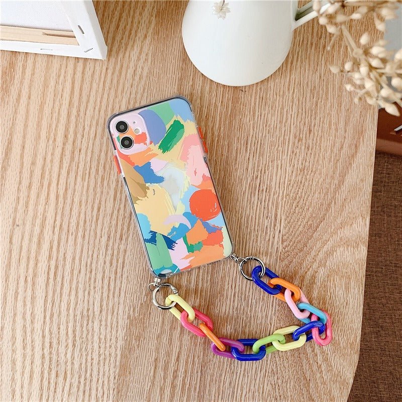 Case funda collage con correa multicolor para iPhone - HappyShop Colombia