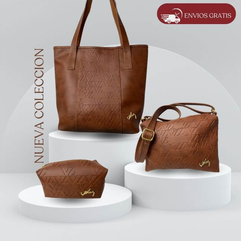 TRIO CARTERAS DE CUERO VELEZ