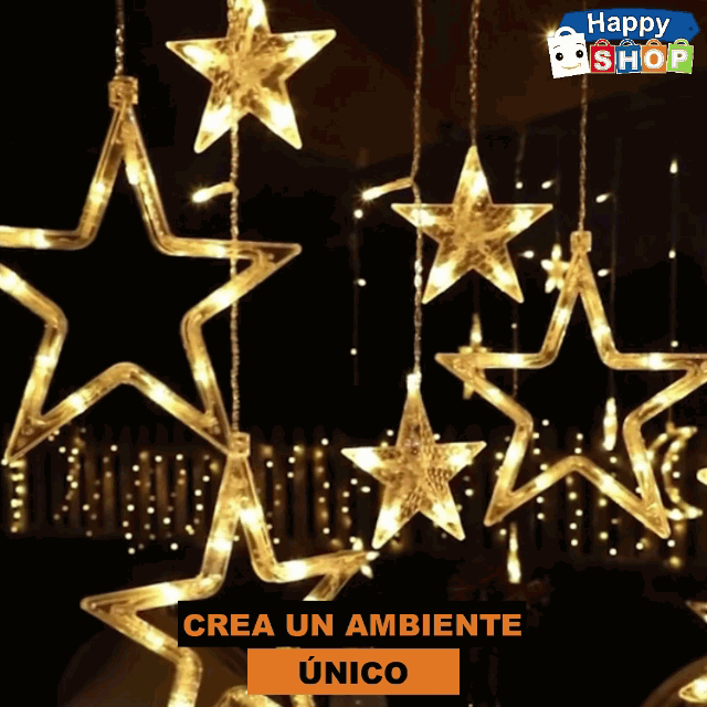 Luces navideñas cortina de Estrellas - HappyShop Colombia