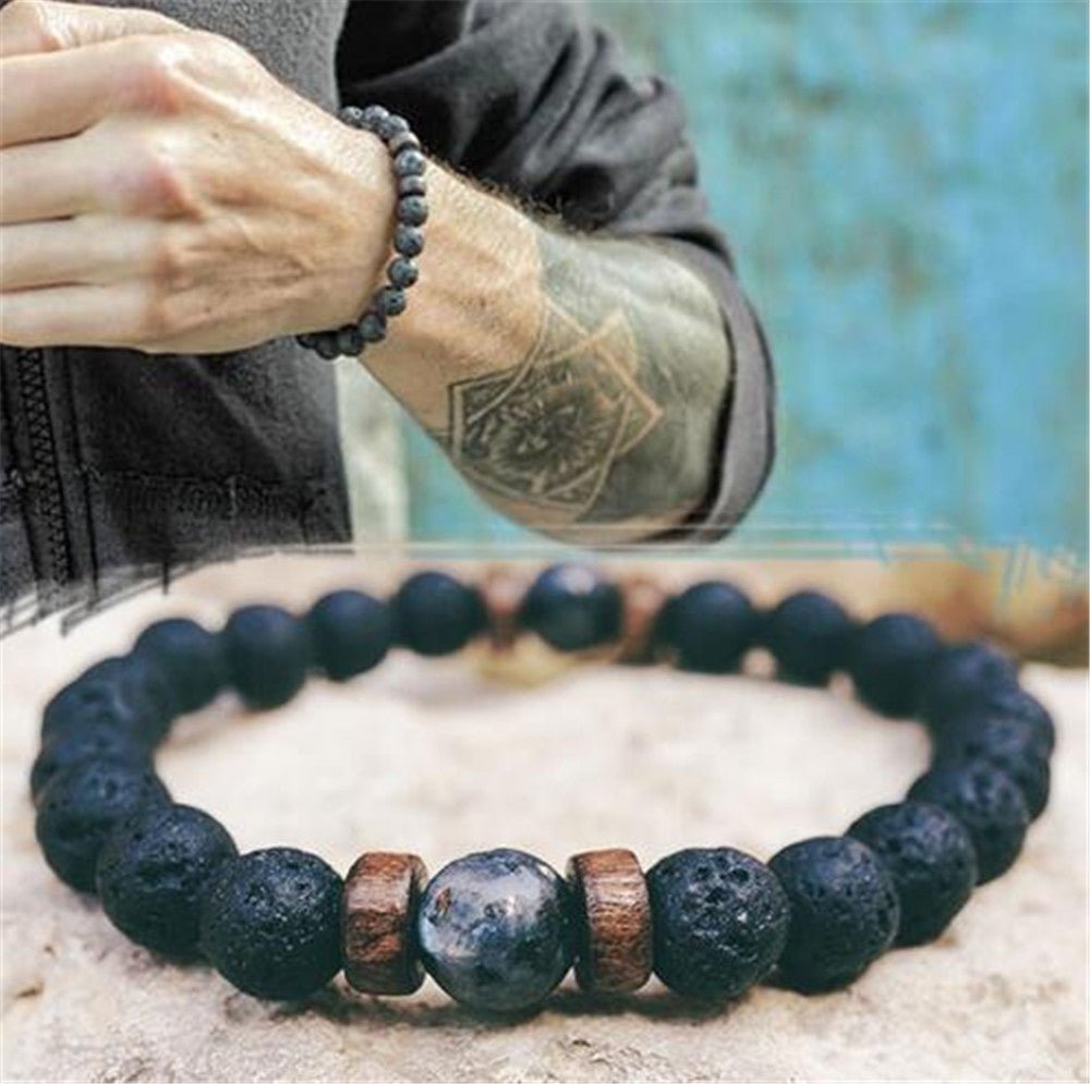 Pulsera de Chakra tallada en piedra Volcánica - HappyShop Colombia